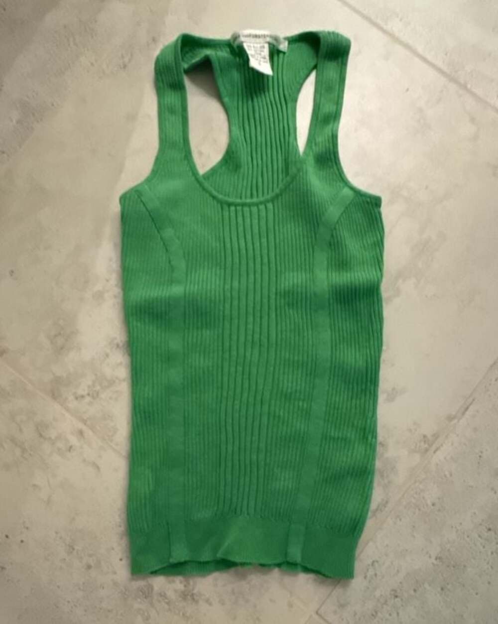 Diane von Furstenberg Green Silk Cotton Ribbed Racerback Tank Top Size S